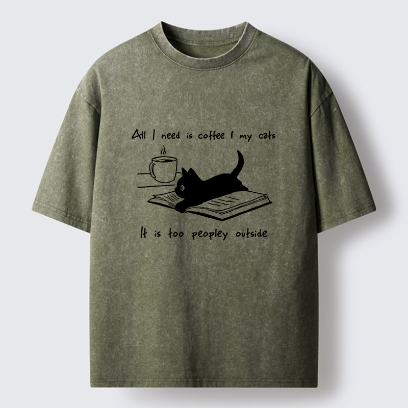 Tokyo-Tiger I Need Is Coffee And My Cat Washed T-Shirt