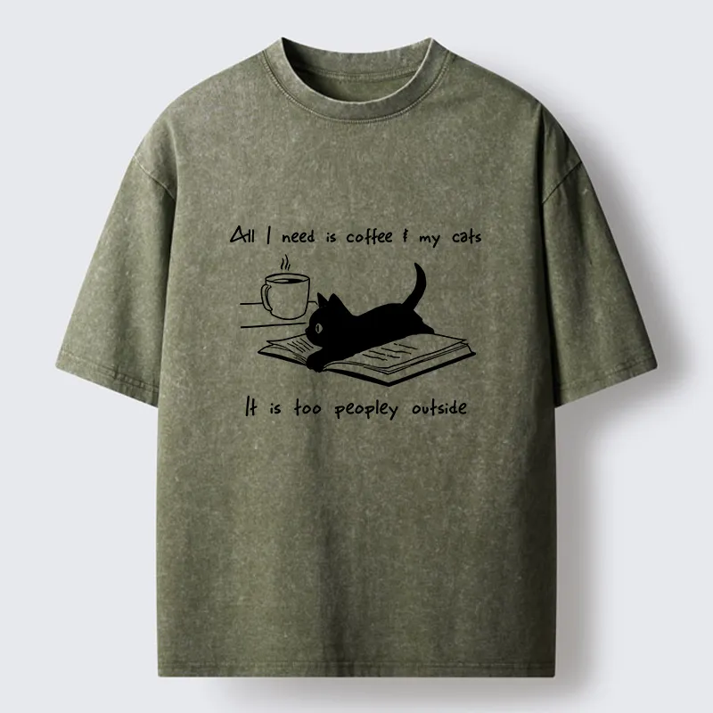 Tokyo-Tiger I Need Is Coffee And My Cat Washed T-Shirt