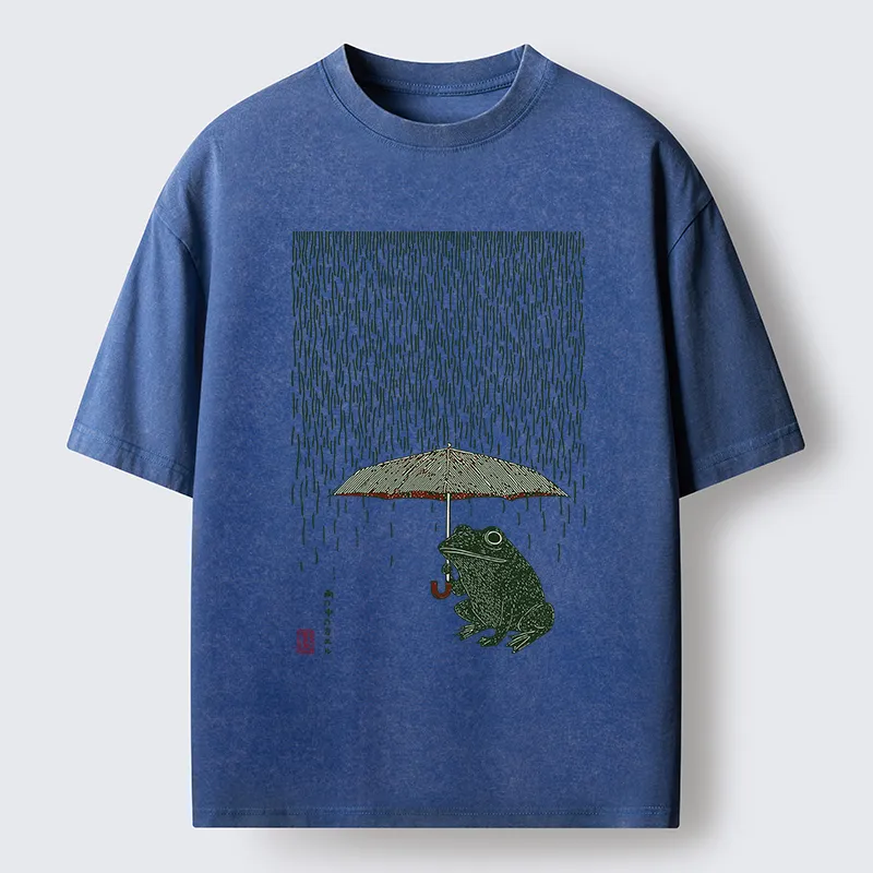 Tokyo-Tiger Frog In The Rain Washed T-Shirt