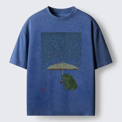 Tokyo-Tiger Frog In The Rain Washed T-Shirt