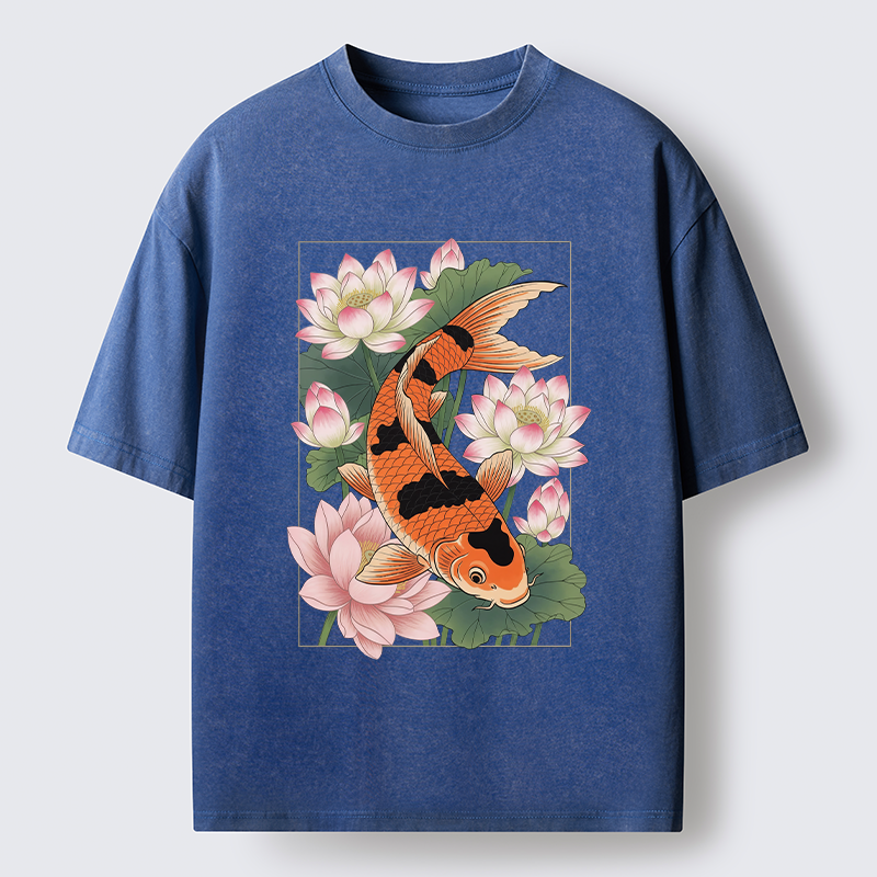 Tokyo-Tiger Japanese Traditional Koi Washed T-Shirt