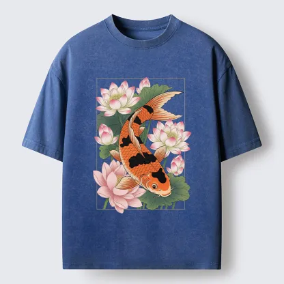 Tokyo-Tiger Japanese Traditional Koi Washed T-Shirt