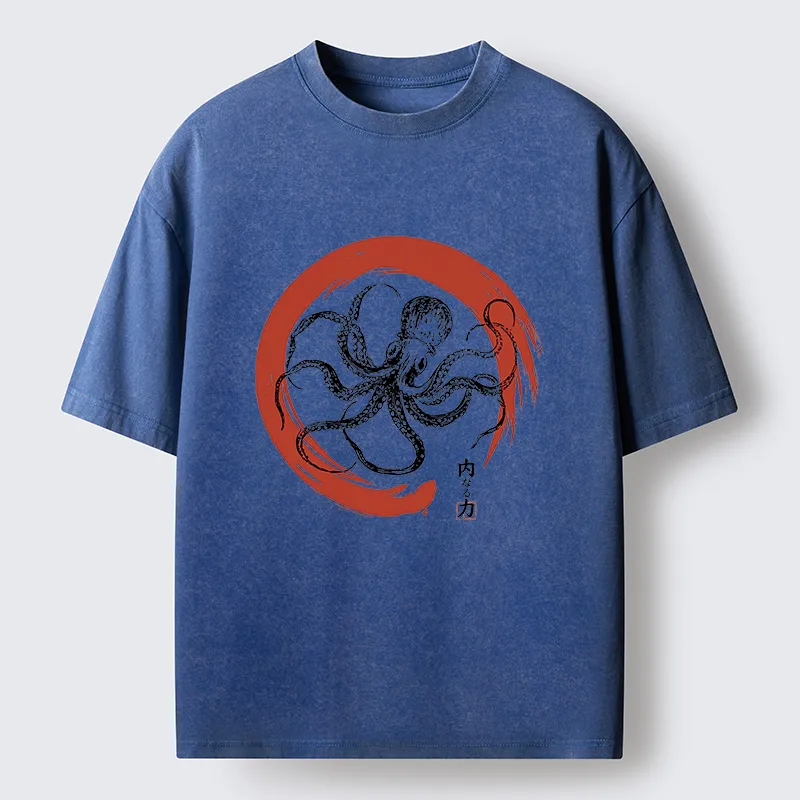 Tokyo-Tiger Zen Octopus Washed T-Shirt
