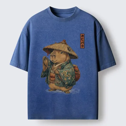 Tokyo-Tiger Traveling Capybara Washed T-Shirt