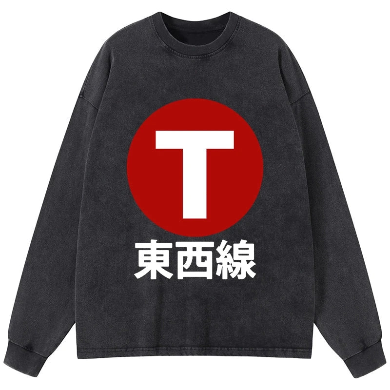 Tokyo-Tiger Tozai Line Kyoto Washed Long Sleeve T-Shirt