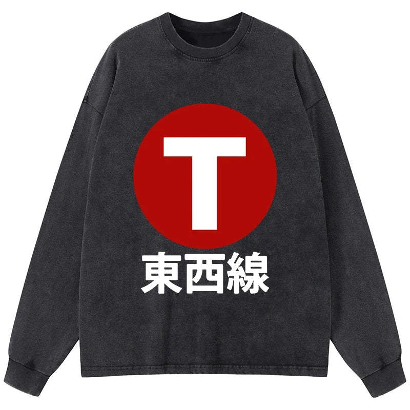 Tokyo-Tiger Tozai Line Kyoto Washed Long Sleeve T-Shirt Sale
