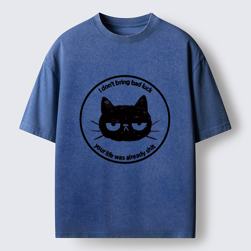 Tokyo-Tiger Black Cat Won't Bring Bad Luck Washed T-Shirt