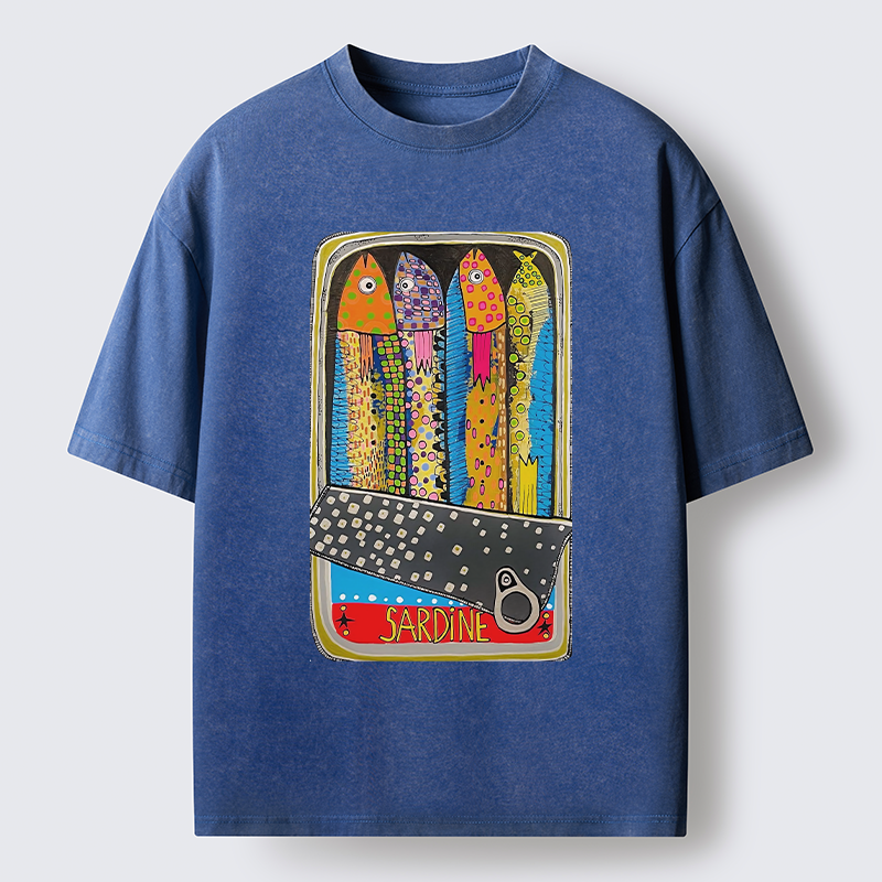 Tokyo-Tiger Colorful Sardines Washed T-Shirt
