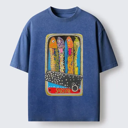 Tokyo-Tiger Colorful Sardines Washed T-Shirt