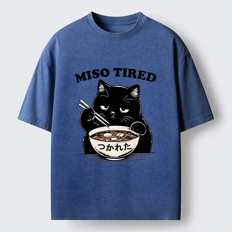 Tokyo-Tiger I Am So Tired Cat Washed T-Shirt
