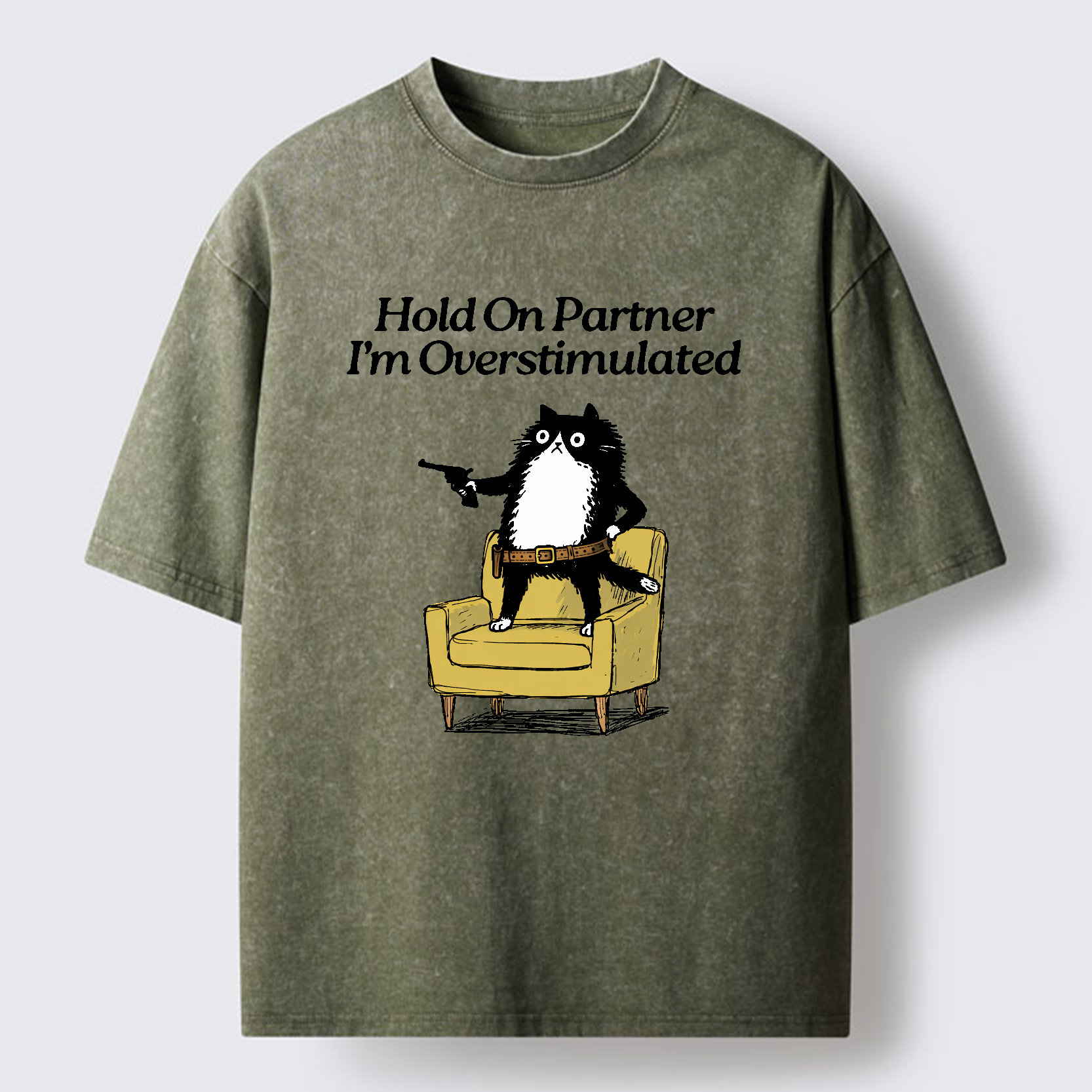 Tokyo-Tiger Overstimulated Cat Washed T-Shirt