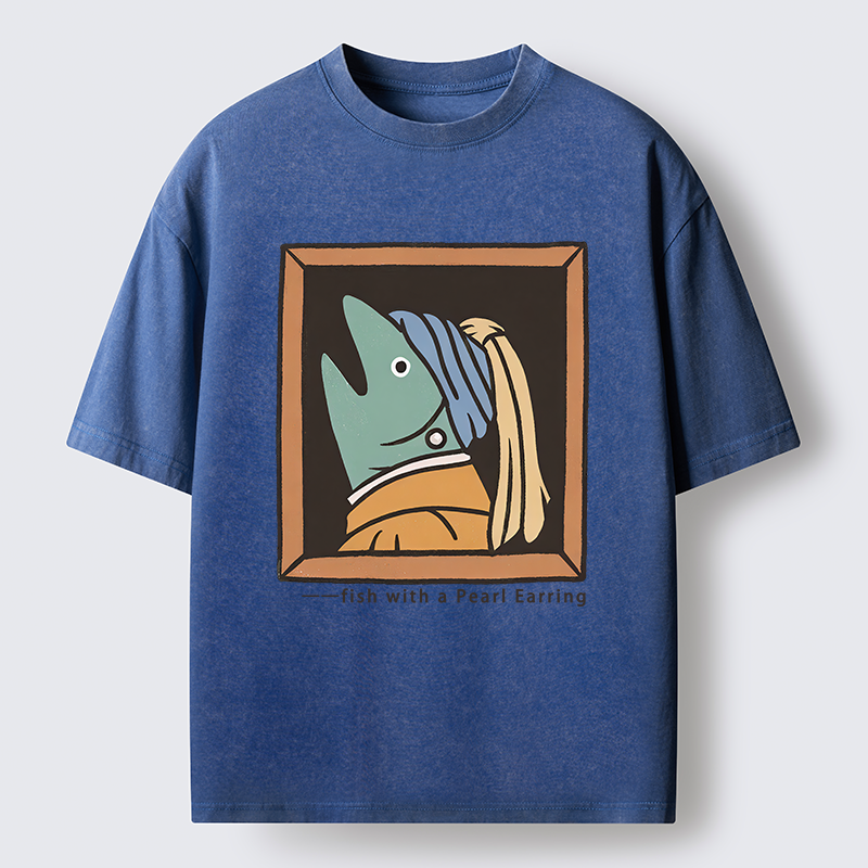 Tokyo-Tiger Fish With A Pearl Earring Washed T-Shirt