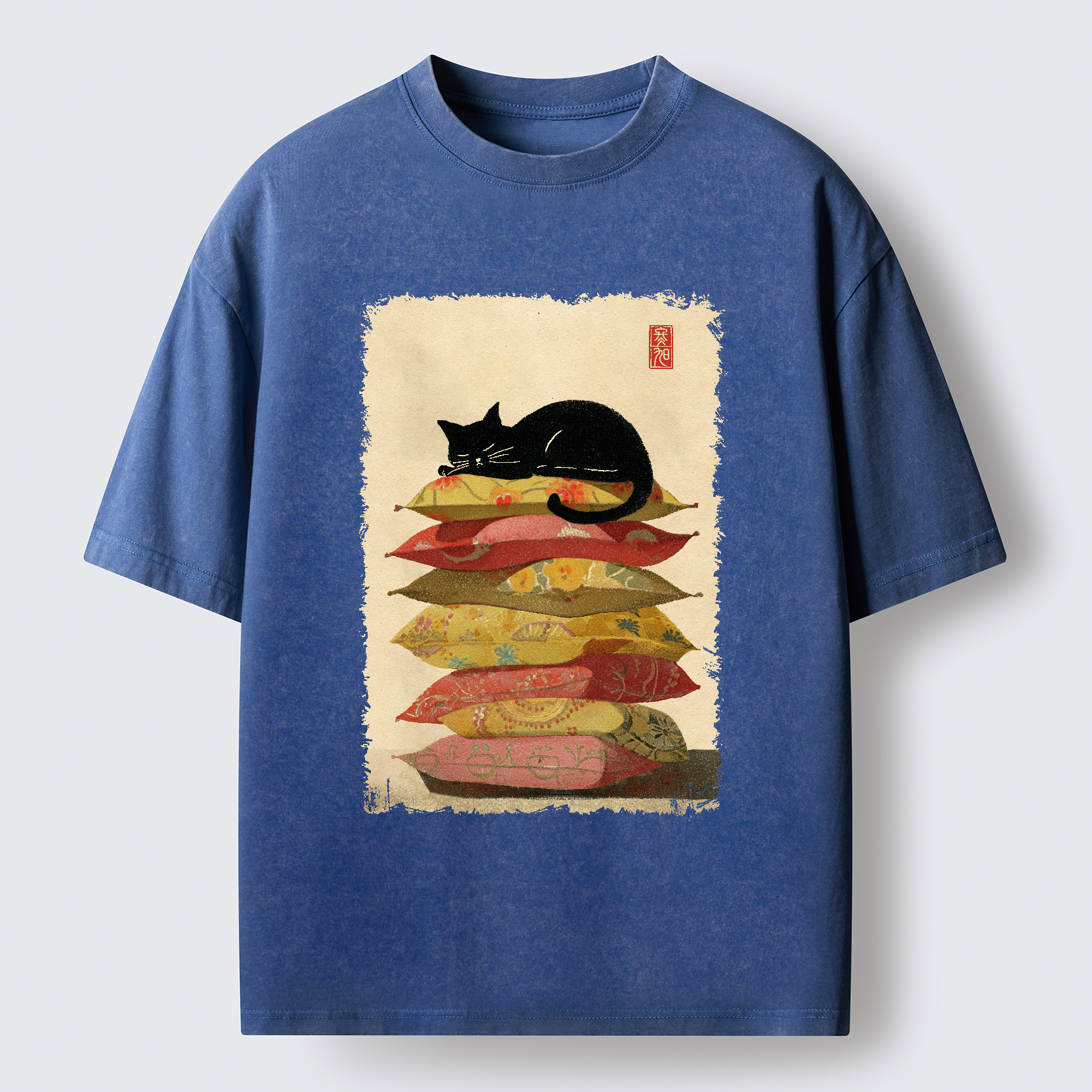 Tokyo-Tiger Sleeping Cat On The Pillows Washed T-Shirt