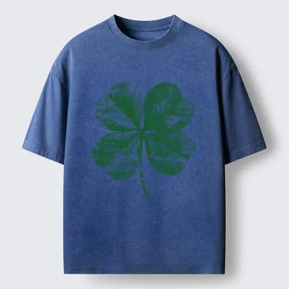 Tokyo-Tiger Lucky Four-leaf Clover Of St. Patrick's Day Washed T-Shirt