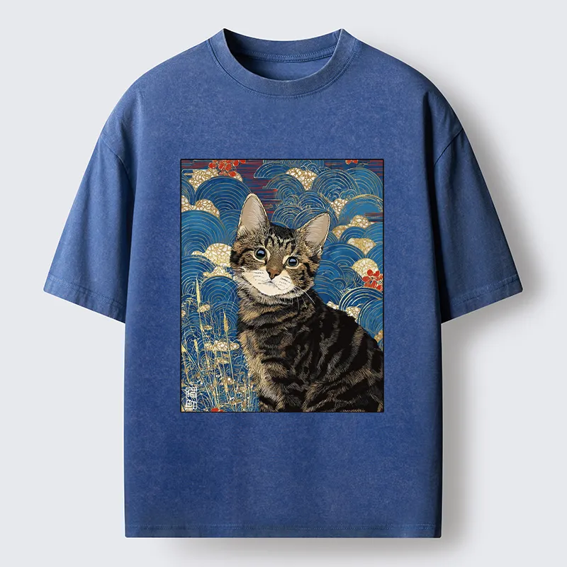 Tokyo-Tiger Elegant Kitten Washed T-Shirt
