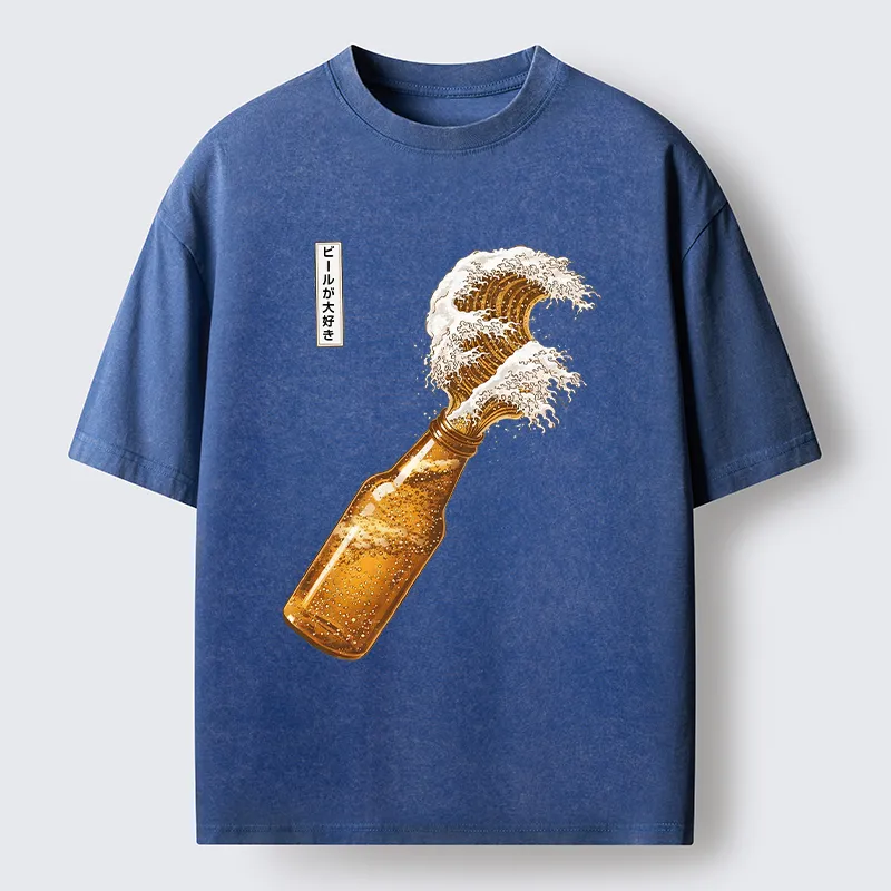 Tokyo-Tiger Beer Wave Washed T-Shirt