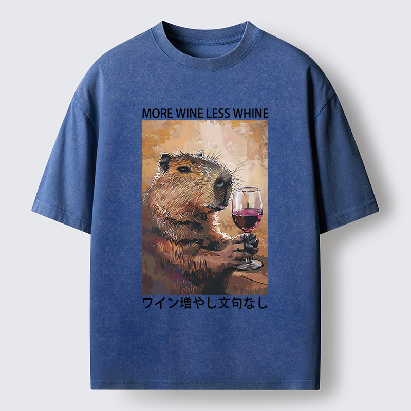 Tokyo-Tiger More Wine Less Whine Washed T-Shirt