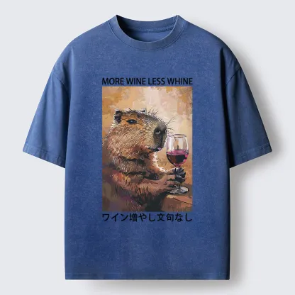 Tokyo-Tiger More Wine Less Whine Washed T-Shirt