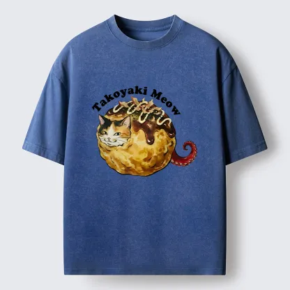 Tokyo-Tiger Takoyaki Meow Washed T-Shirt