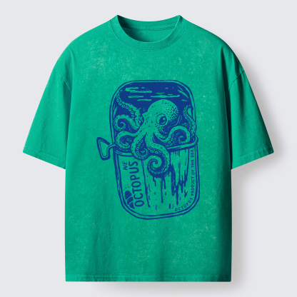 Tokyo-Tiger Canned Octopus Washed T-Shirt