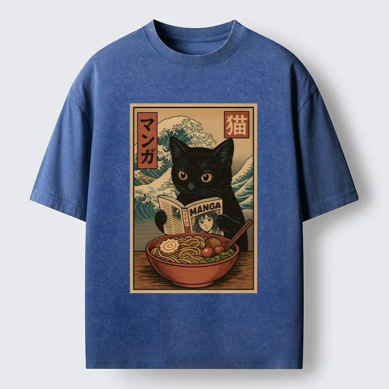 Tokyo-Tiger Cat's Japanese Life Washed T-Shirt