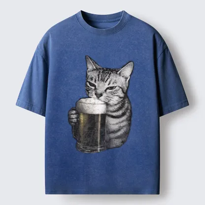 Tokyo-Tiger Cheers With The Cat Washed T-Shirt