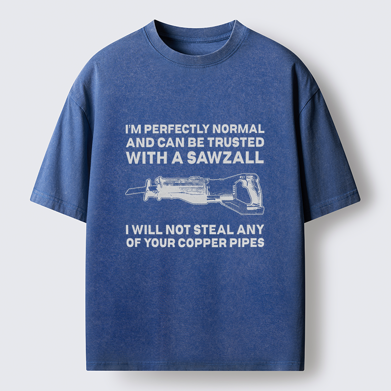 Tokyo-Tiger Sawzall Funny Washed T-Shirt