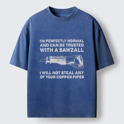 Tokyo-Tiger Sawzall Funny Washed T-Shirt