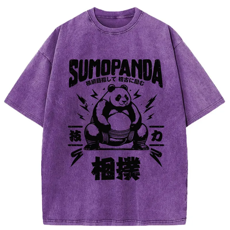 Tokyo-Tiger Japanese Sumo Panda Washed T-Shirt