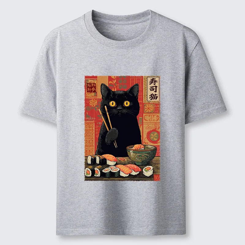 Tokyo-Tiger Neko Eats Sushi Classic T-Shirt