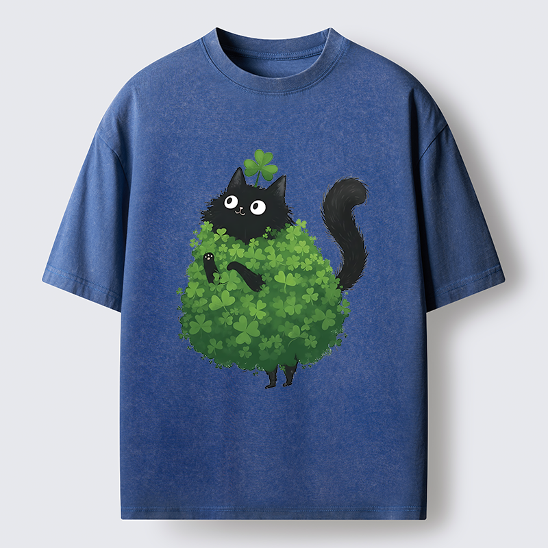 Tokyo-Tiger St. Patrick's Day Decorated Cat Washed T-Shirt