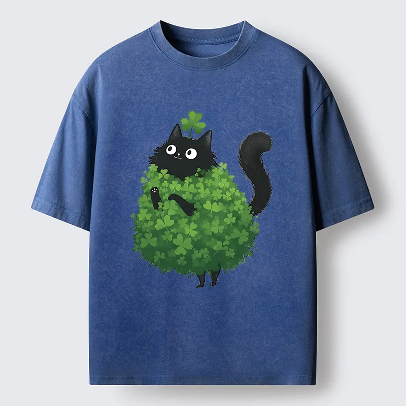Tokyo-Tiger St. Patrick's Day Decorated Cat Washed T-Shirt
