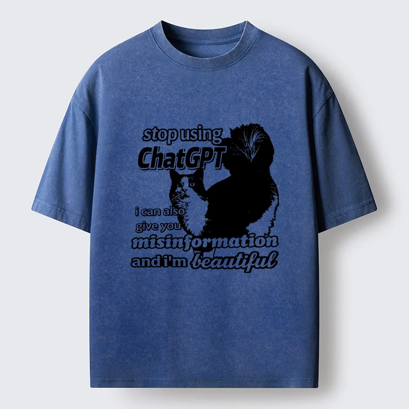 Tokyo-Tiger Stop Using Chatgpt Washed T-Shirt