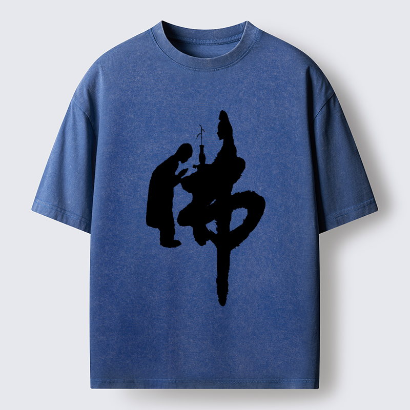 Tokyo-Tiger Buddha Kanji Washed T-Shirt