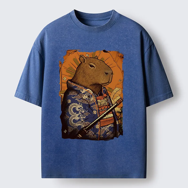 Tokyo-Tiger Elegant Capybara Washed T-Shirt