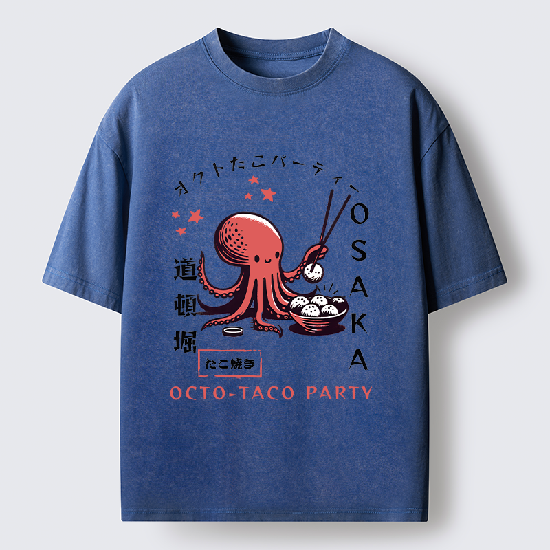 Tokyo-Tiger Cute Octopus Washed T-Shirt