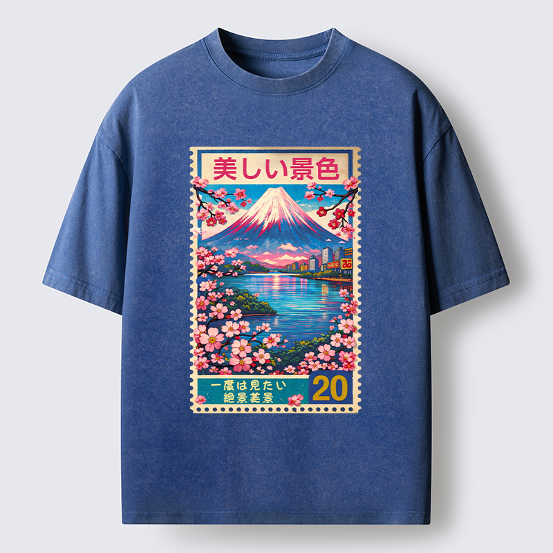 Tokyo-Tiger Springtime Scenery Washed T-Shirt