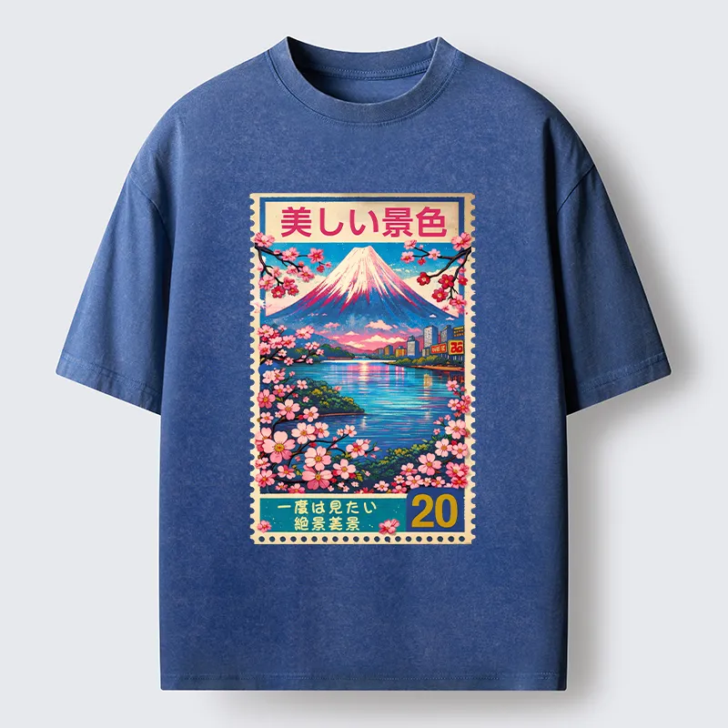 Tokyo-Tiger Springtime Scenery Washed T-Shirt