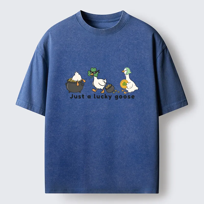 Tokyo-Tiger Just A Lucky Goose Meme Washed T-Shirt