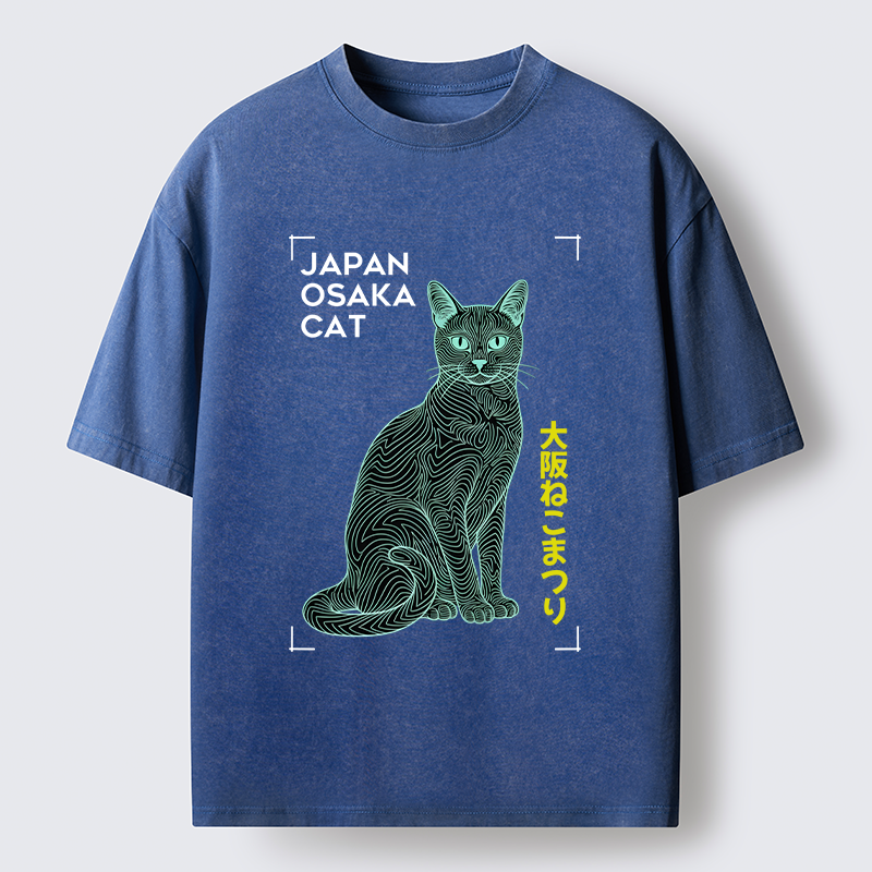 Tokyo-Tiger Line Cat Washed T-Shirt
