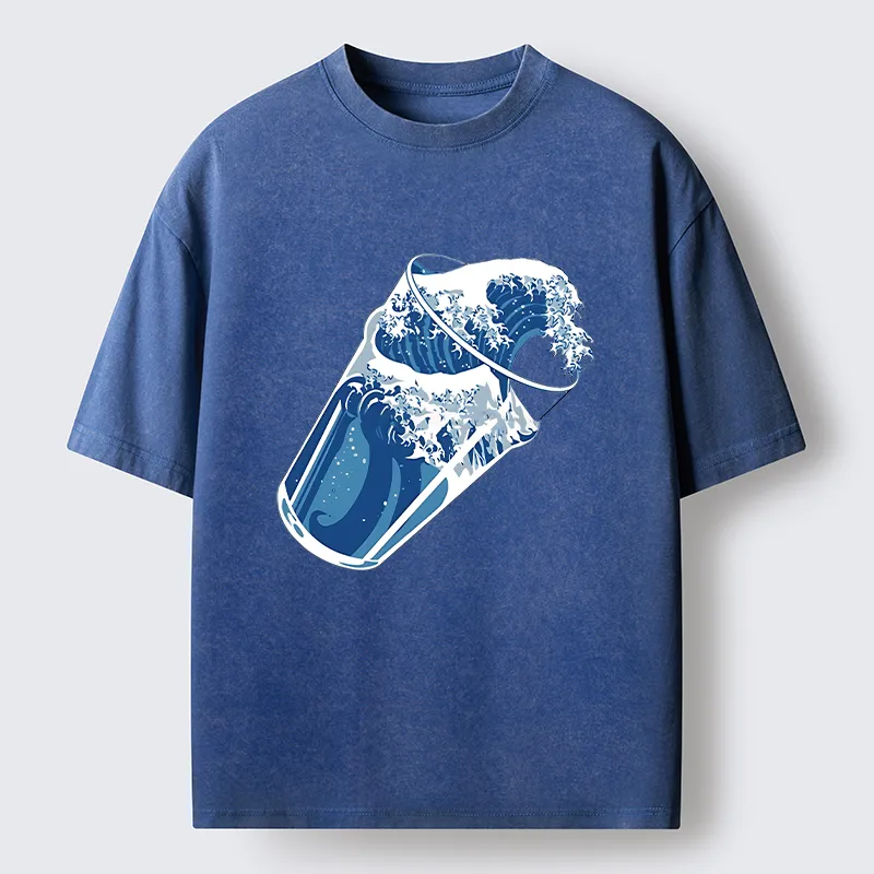 Tokyo-Tiger Waves In The Cup Washed T-Shirt