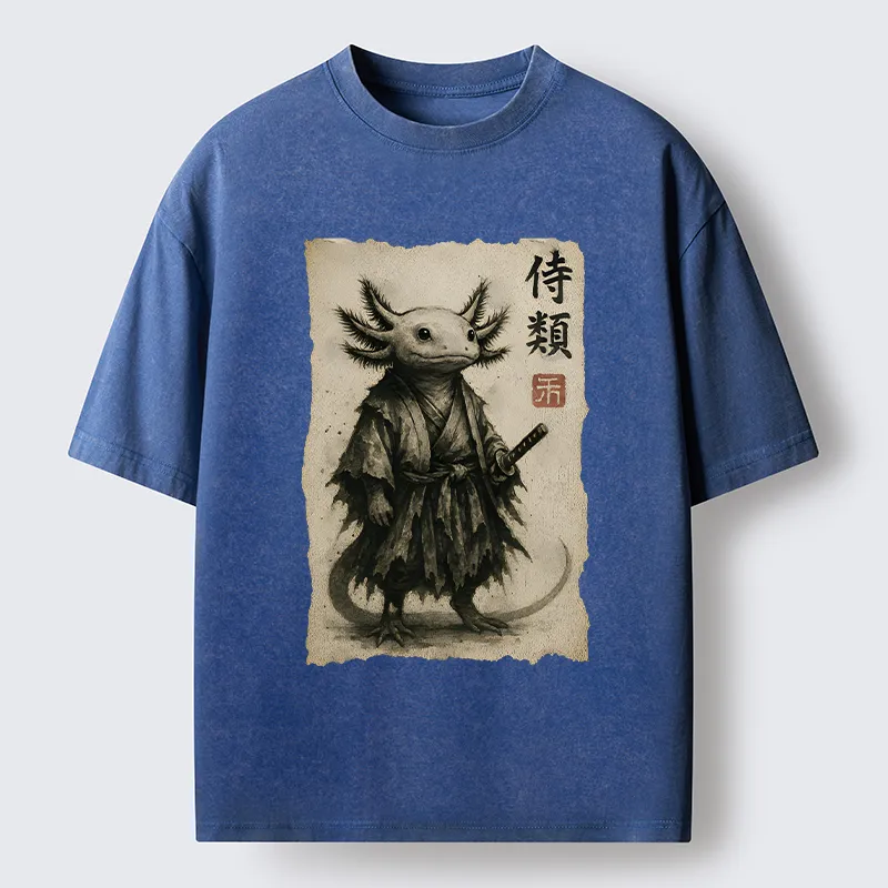 Tokyo-Tiger Salamander Japanese Samurai Washed T-Shirt