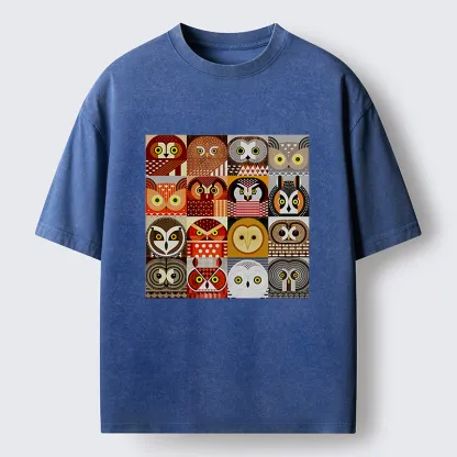 Tokyo-Tiger All Kinds Of Owls Washed T-Shirt