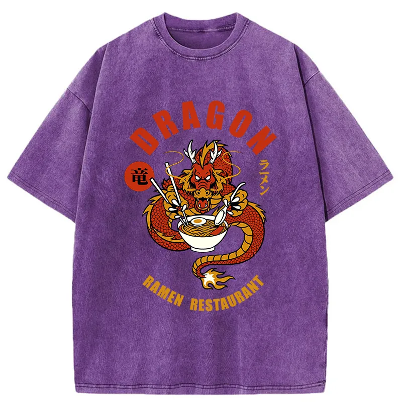Tokyo-Tiger Ramen Lover Dragon Washed T-Shirt
