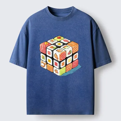 Tokyo-Tiger Sushi Rubik's Cube Washed T-Shirt