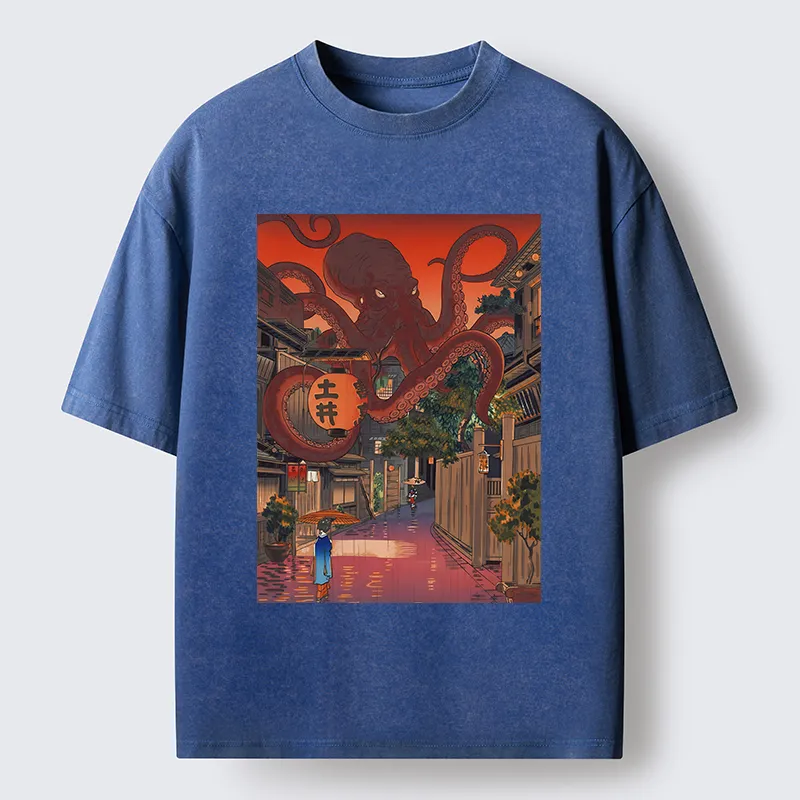Tokyo-Tiger Monsters Attack The Village Washed T-Shirt