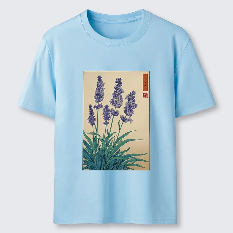 Tokyo-Tiger Japanese Art Lavender Flower Classic T-Shirt