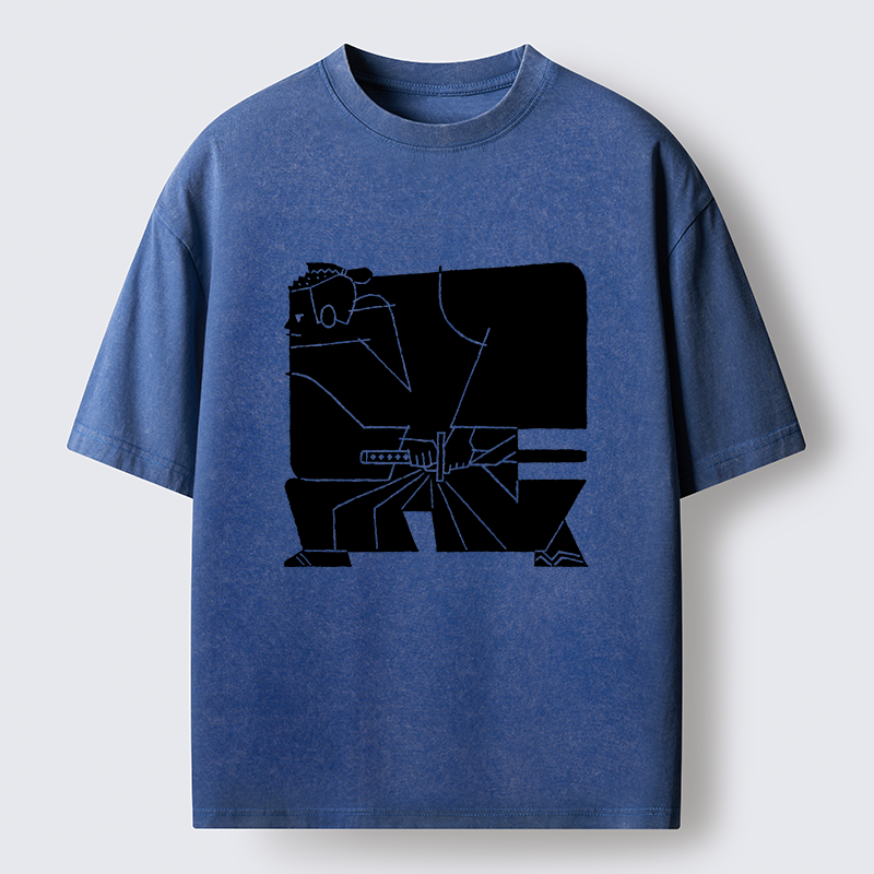 Tokyo-Tiger Pattern Design Samurai Washed T-Shirt