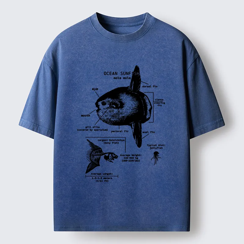 Tokyo-Tiger Sunfish Funny Washed T-Shirt