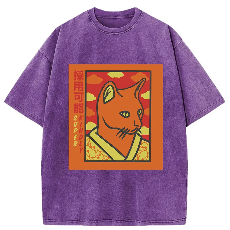 Tokyo-Tiger Super Kindly Cat Washed T-Shirt